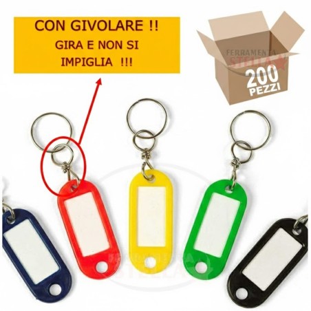 100 pz porta chiavi colorati con anello vari colori misti  |  ferramentastella.com