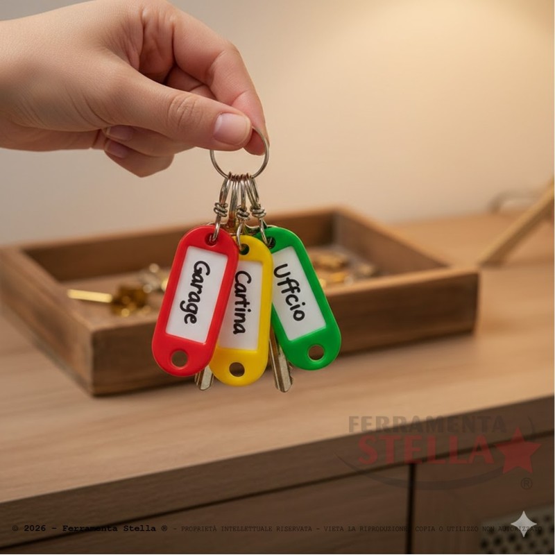 100 pz porta chiavi colorati con anello vari colori misti  |  ferramentastella.com