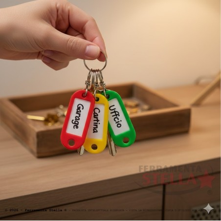 100 pz porta chiavi colorati con anello vari colori misti  |  ferramentastella.com
