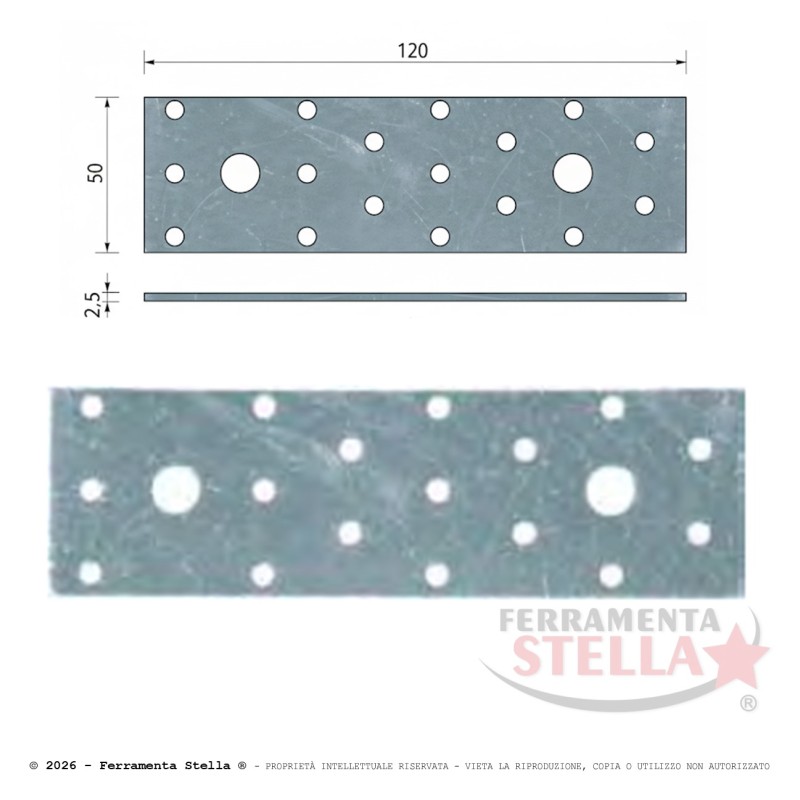 Piastrina pesante diritta giunzione piastra | ferramentastella.it