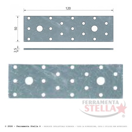 Piastrina pesante diritta giunzione piastra | ferramentastella.it