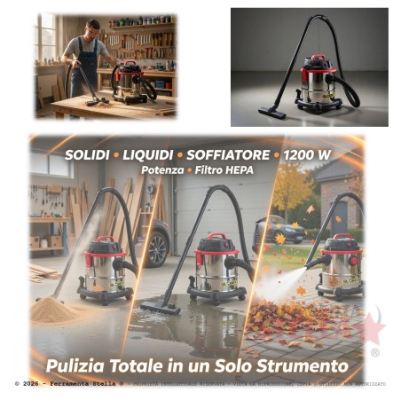 Aspiratore bidone asspira liquidi e solidi | FERRAMENTASTELLA.IT