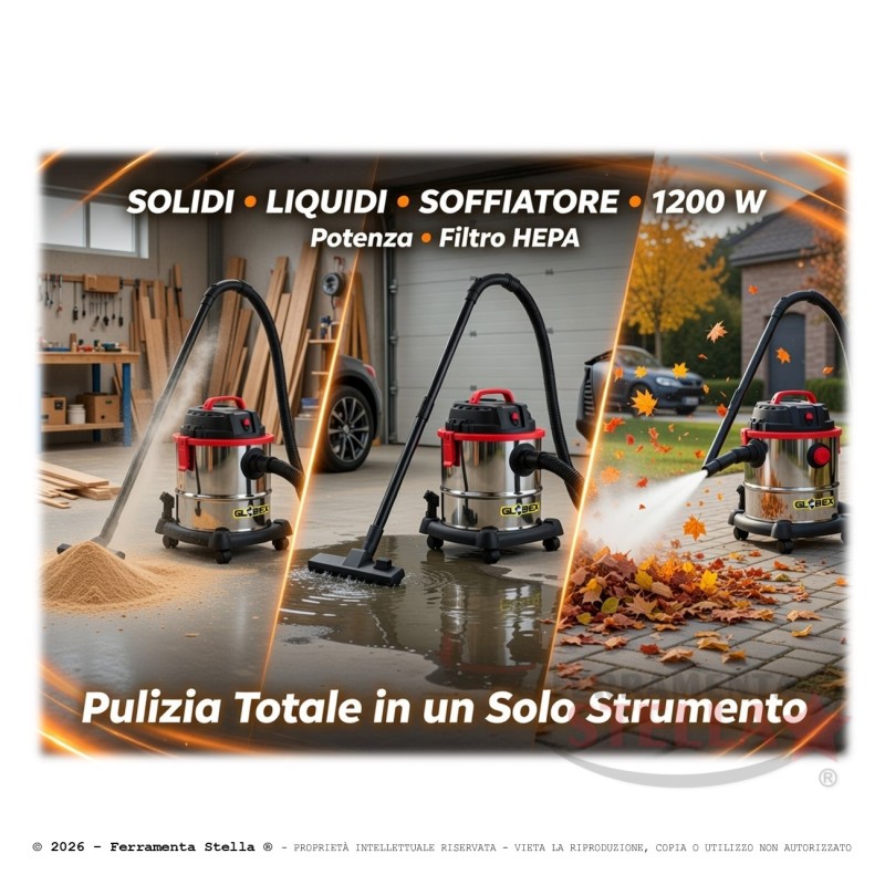 Aspiratore bidone asspira liquidi e solidi | FERRAMENTASTELLA.IT