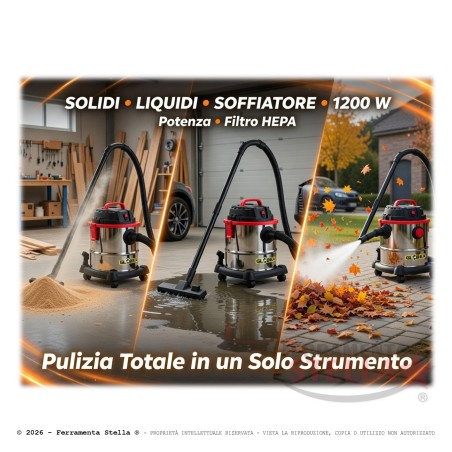 Aspiratore bidone asspira liquidi e solidi | FERRAMENTASTELLA.IT