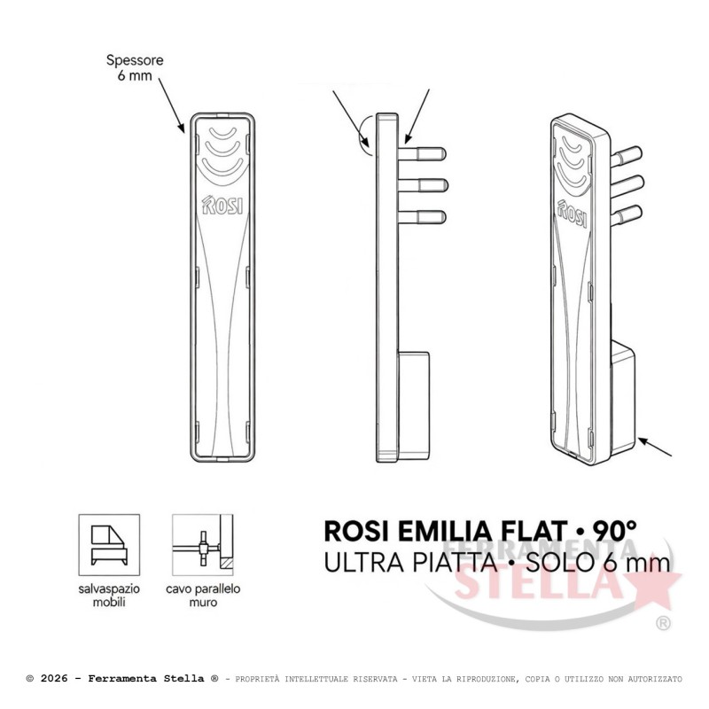 Spina ultra sottile salvaspazio extraflat 16A 250V  | ferramentastella.it