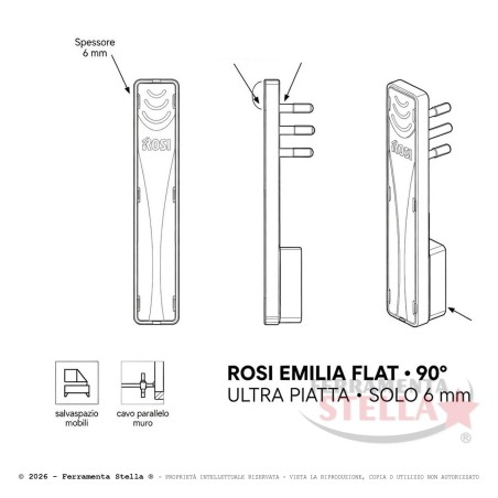Spina ultra sottile salvaspazio extraflat 16A 250V  | ferramentastella.it