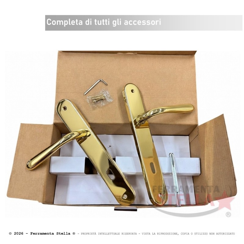 Maniglia con placca foro chiave oro lucido 90 | ferramentastella.it