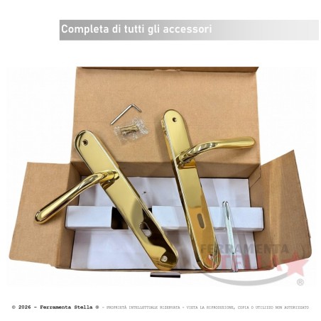 Maniglia con placca foro chiave oro lucido 90 | ferramentastella.it