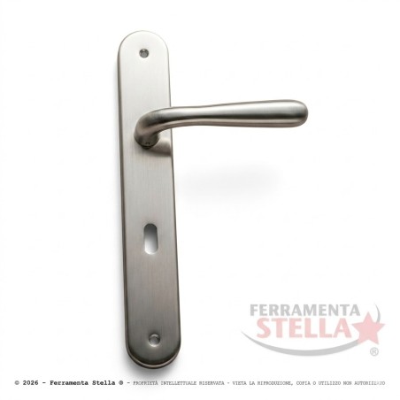 Coppia maniglia con placca cromo satinato porte | ferramentastella.it