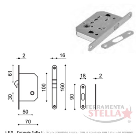 Kit Maniglia Nottolino Porte Scorrevoli Quadrato | ferramentastella.it