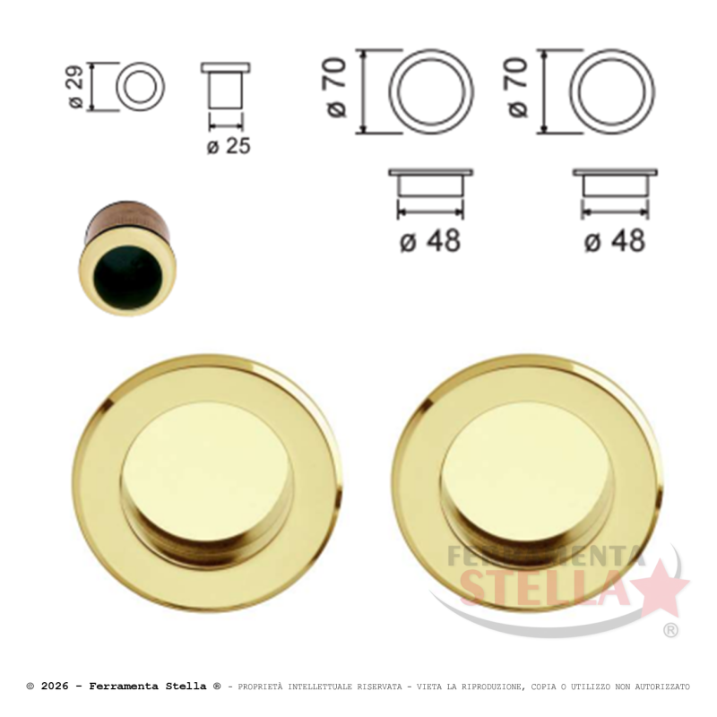 Kit cieco per porte scorrevoli oro lucido | ferramentastella.com