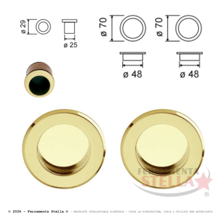 Kit cieco per porte scorrevoli oro lucido | ferramentastella.com