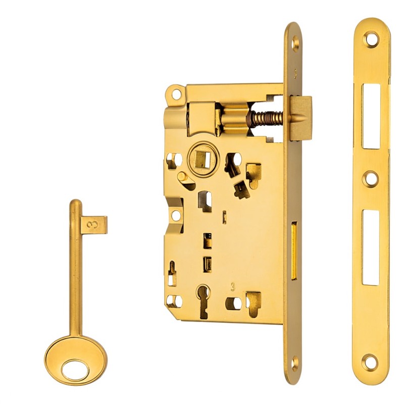 Serratura Patent Piccola Bordo Tondo Ottonata  | Ferramentastella.com