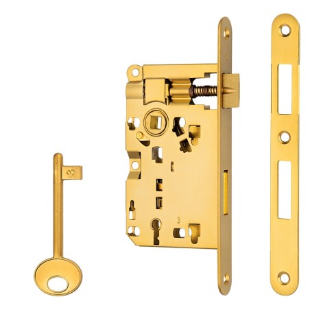 Serratura Patent Piccola Bordo Tondo Ottonata  | Ferramentastella.com