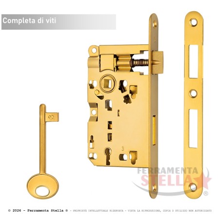 Serratura Patent Piccola Bordo Tondo Ottonata  | Ferramentastella.com