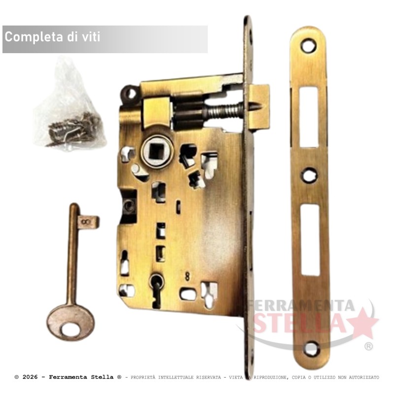 Serratura Patent Piccola Bordo Tondo Bronzo | Ferramentastella.com