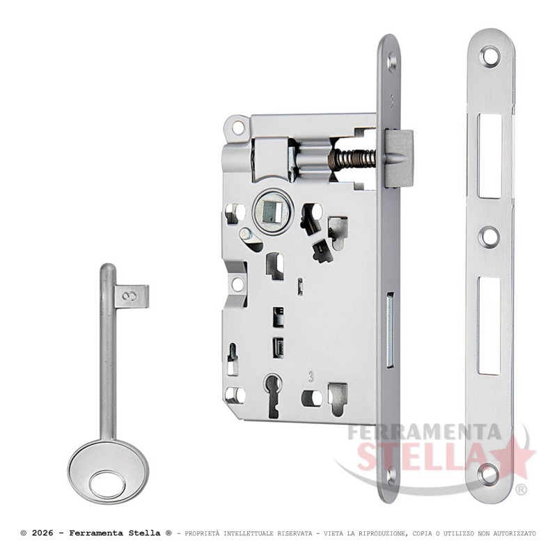 Serratura Patent Piccola b Tondo Cromo satinato | Ferramentastella.com