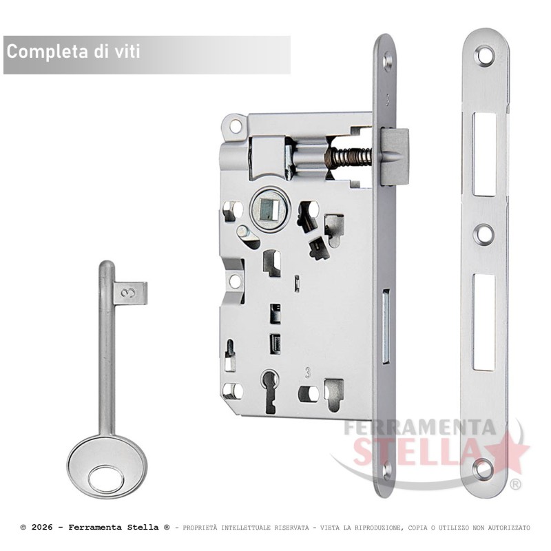 Serratura Patent Piccola b Tondo Cromo satinato | Ferramentastella.com