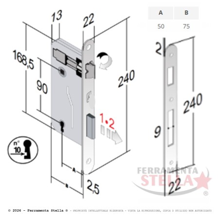 Serratura Patent Grande Bordo Tondo Ottonata | ferramentastella.com