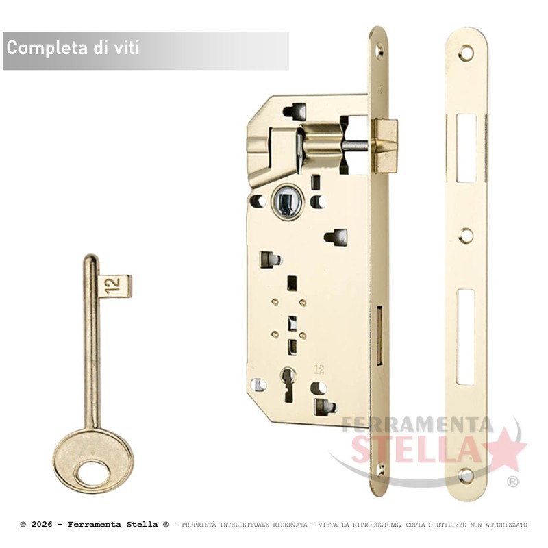 Serratura Patent Grande Bordo Tondo Ottonata | ferramentastella.com