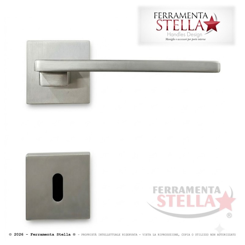 Coppia Maniglie Rosetta Slim  50x50 Satinato | ferramentastella.com