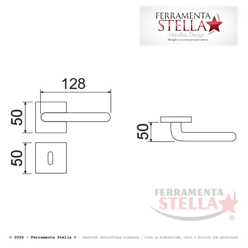 Coppia Maniglie Rosetta Slim  50x50 Satinato | ferramentastella.com