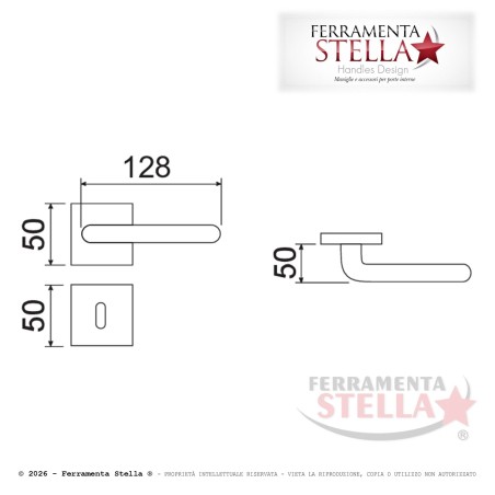 Coppia Maniglie Rosetta Slim  50x50 Satinato | ferramentastella.com