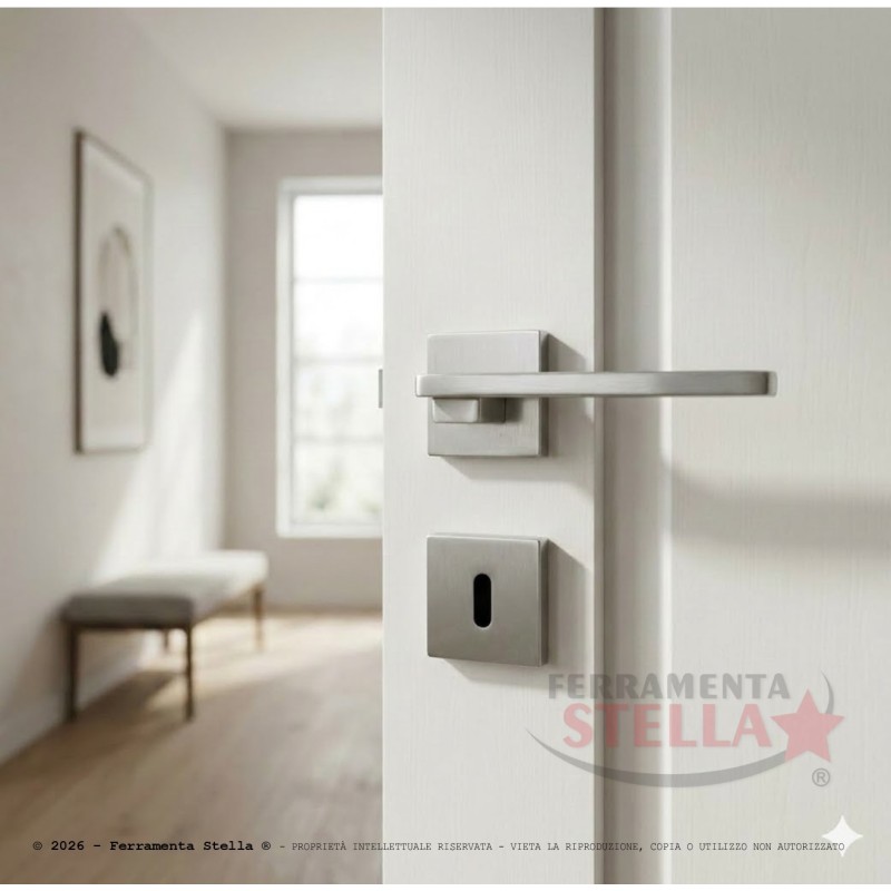 Coppia Maniglie Rosetta Slim  50x50 Satinato | ferramentastella.com