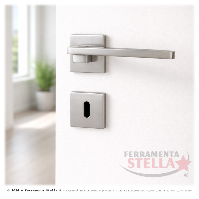 Coppia Maniglie Rosetta Slim  50x50 Satinato | ferramentastella.com