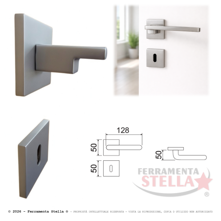 Coppia Maniglie Rosetta Slim  50x50 Satinato | ferramentastella.com