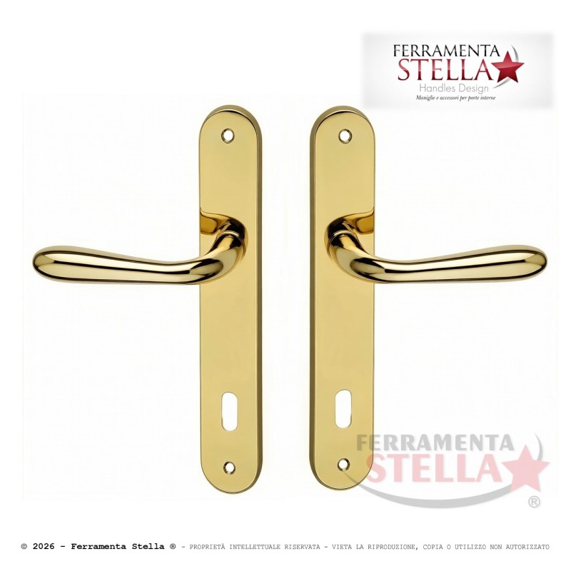 Maniglia con placca foro chiave oro lucido 90 | ferramentastella.it