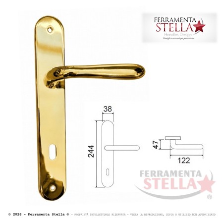 Maniglia con placca foro chiave oro lucido 90 | ferramentastella.it