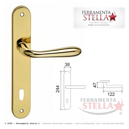 Maniglia con placca foro chiave oro lucido 90 | ferramentastella.it