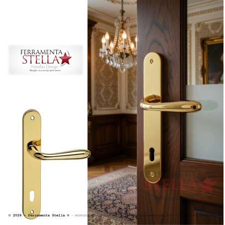 Maniglia con placca foro chiave oro lucido 90 | ferramentastella.it