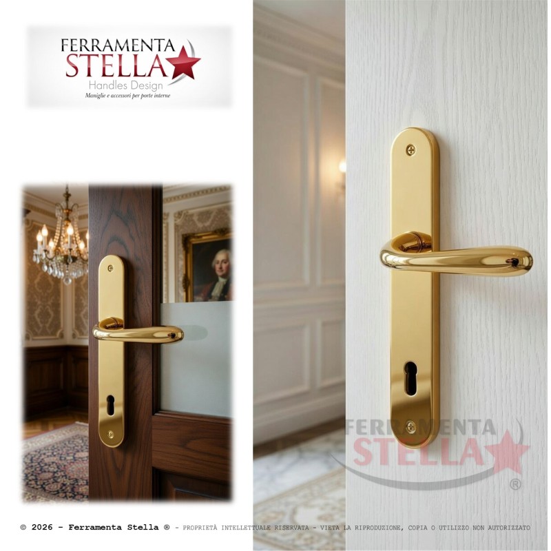 Maniglia con placca foro chiave oro lucido 90 | ferramentastella.it