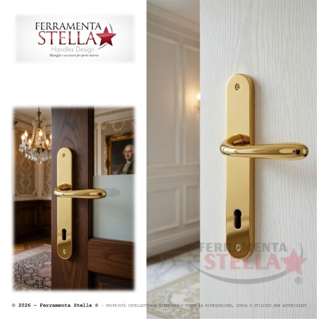 Maniglia con placca foro chiave oro lucido 90 | ferramentastella.it