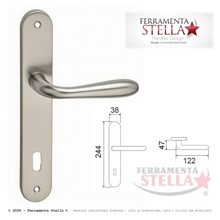 Coppia maniglia con placca cromo satinato porte | ferramentastella.it