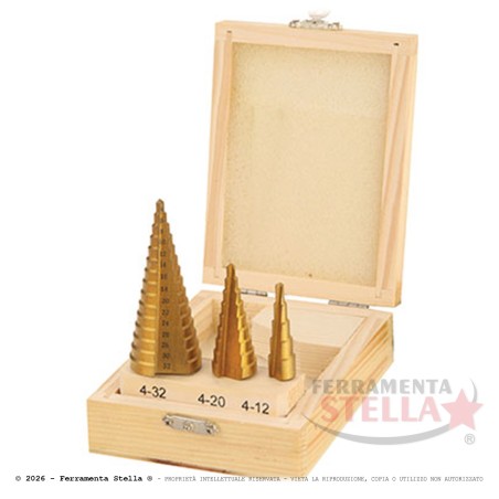 Set frese coniche in hss in scatola legno | ferramentastella.com