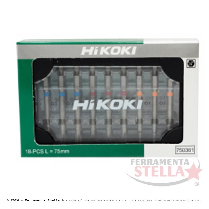 Set 18 inserti Hikoki 75 mm valigetta antiurto | ferramentastella.it