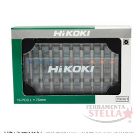 Set 18 inserti Hikoki 75 mm valigetta antiurto | ferramentastella.it