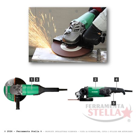 Smerigliatrice HiKOKI G23SW2WAZ 230 mm 2200W | FerramentaStella.com
