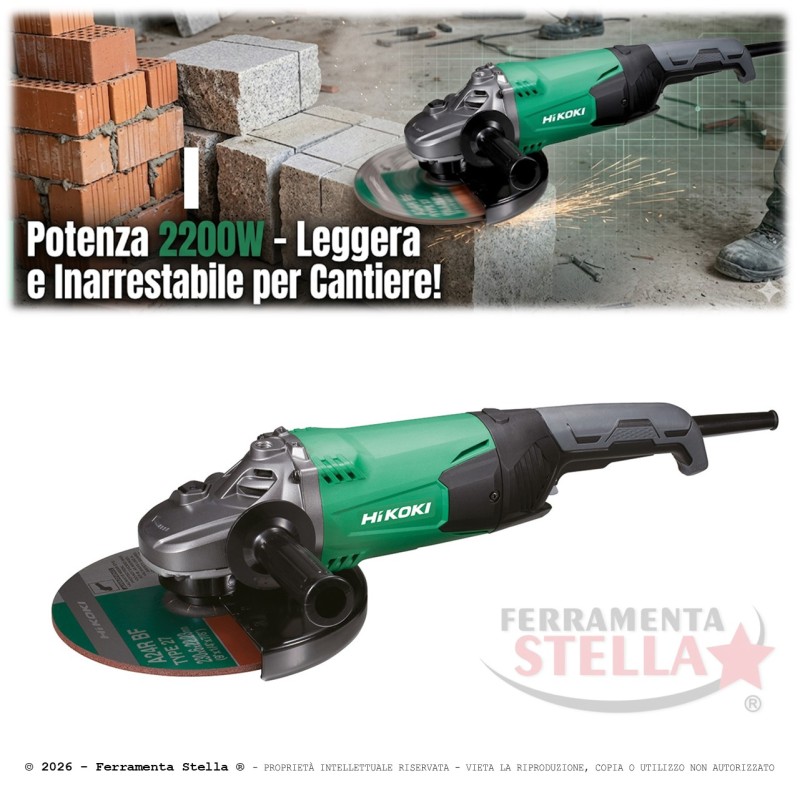 Smerigliatrice HiKOKI G23SW2WAZ 230 mm 2200W | FerramentaStella.com