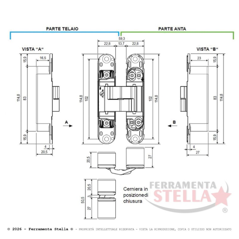 Cerniera a Scomparsa Tipo Eclipse 3.0 Cromo Sat | ferramentastella.it