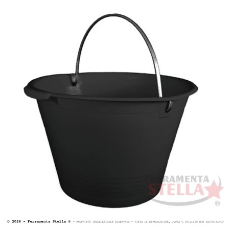 Secchio muratore cardarella nera plastica manico| ferramentastella.it