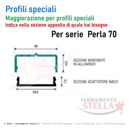 MAGGIORAZIONE PER PROFILO SPECIALE - PER COMANDI COMPATIBILI NACO LEGNO E ALLUMINIO - DIVERSI DA STANDARD