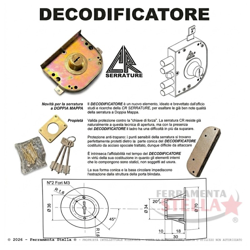 Serratura sicurezza cr chiave 2250 decodificatore| ferramentastella.it