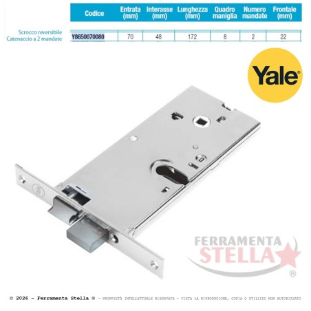Serratura Infilare Yale 86500 INOX 2 Mandate | FerramentaStella.com