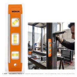 MINI LIVELLA DA 22,5 CM CON 3 FLACONCINI IN ALLUMINIO  2