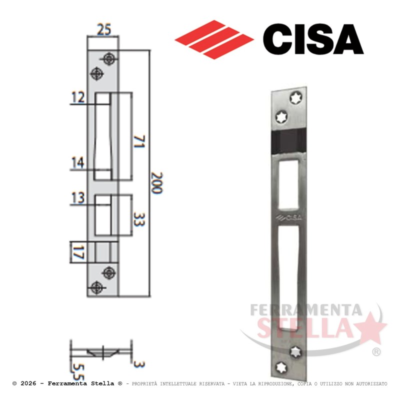 Contropiastra cisa 06462.01.0 serratura cisa | ferramentastella.it