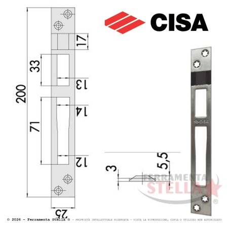 Contropiastra cisa 06462.01.0 serratura cisa | ferramentastella.it